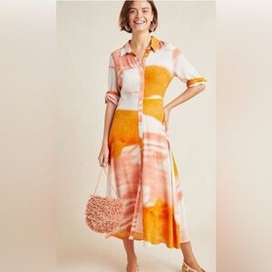 Dolan Left Coast Collection Anthropologie Coral Shirtdress Dress Size 10